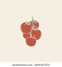 Flat vector tomato branch illustration