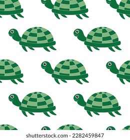 Flat vector tortoise seamless pattern, cute sea turtle pattern