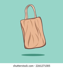 Flat vector tote bag illustration on cute green background.