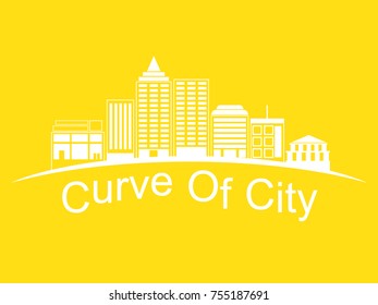 flat vector of town and city building with yellow background