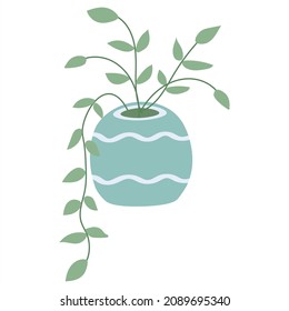 Plantas de tráfico vectorial plano. Icono dibujado a mano. Ilustración de plantas domésticas. Señal de flor interior. Doodle plano vectorial de estilo escandinavo minimalista.
