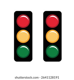 Flat Vector Traffic Light Icon with Red, Yellow, and Green Lights Isolated on White Background. Traffic light vactor. Traffic signal vactor. Traffic light silhouette icon design