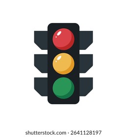 Flat Vector Traffic Light Icon with Red, Yellow, and Green Lights Isolated on White Background. Traffic light vactor. Traffic signal vactor. Traffic light silhouette icon design