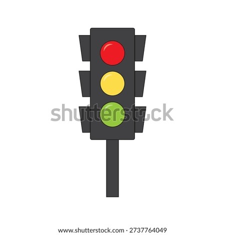 Flat Vector Traffic Light Icon with Red, Yellow, and Green Lights Isolated on White Background. Traffic light vactor. Traffic signal vactor. Traffic light silhouette icon design