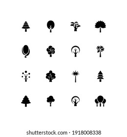 Flat vector trees set. Tree icons set in a modern Pictogram style and flat style.
