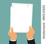 Flat vector. Two hands holding white sheet