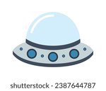 Flat vector UFO isolated on white background. Illustration for textile, fabrics, posters, cards, t-shirts etc