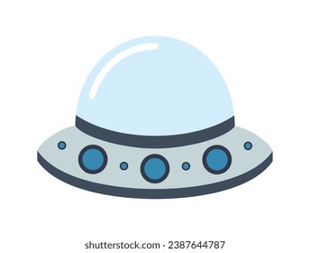 Flat vector UFO isolated on white background. Illustration for textile, fabrics, posters, cards, t-shirts etc