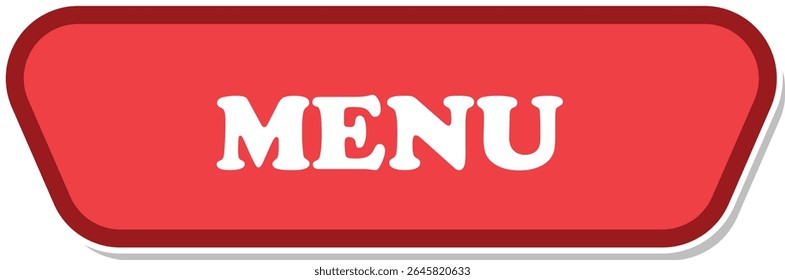 Flat vector UI button with menu text. Minimalist, modern style for websites or apps. Can be used for game and children website or apps.