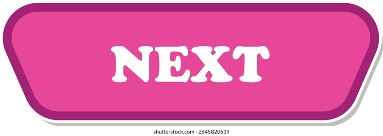 Flat vector UI button with next text. Minimalist, modern style for websites or apps. Can be used for game and children website or apps.