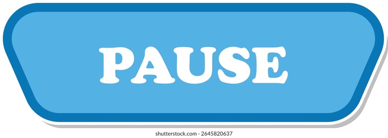 Flat vector UI button with pause text. Minimalist, modern style for websites or apps. Can be used for game and children website or apps.
