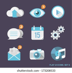 Flat vector UI icons. Set 6.