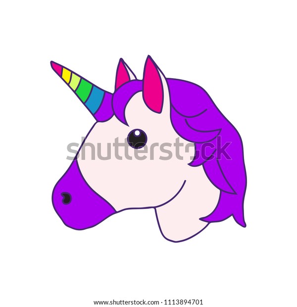Flat Vector Unicorn Emoji Illustration Stock Vector (Royalty Free