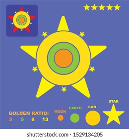 Flat vector  universe logo. Sun, star, moon, and earth icon set. Isolated star logo design. Logo design element.  Universe element illustration.