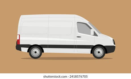 flat vector van illustration. white cargo delivery bus. van. truck