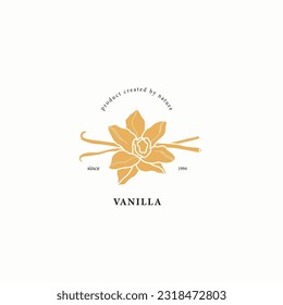 Flat vector vanilla flower illustration