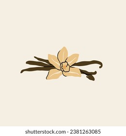 Flat vector vanilla flower illustration