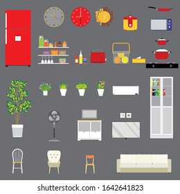 Flat vector of various kinds of equipment at home