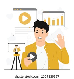 Flat vector video marketing concept background

