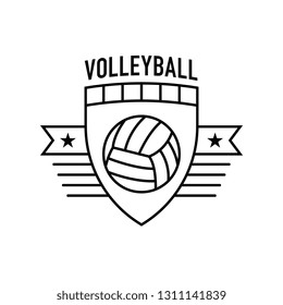 A flat vector volleyball crest featuring a simple volleyball icon in the middle.
