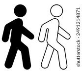 Flat vector walking man sign isolated on white background.