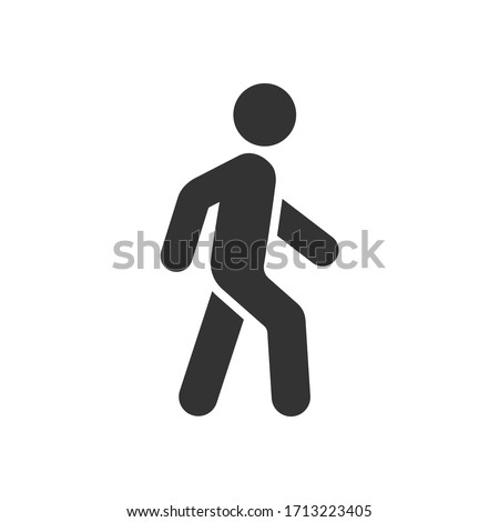 Flat vector walking man sign isolated on white background.