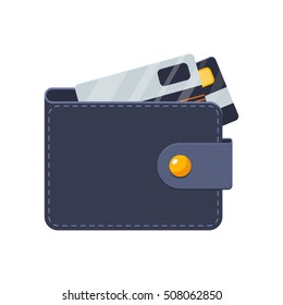 Flat Vector Wallet and Money Icon with long shadow