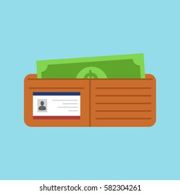 Flat Vector Wallet and Money Icon