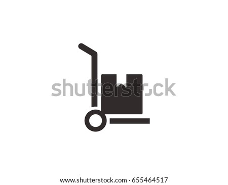 Flat vector warehouse trolley transport icon