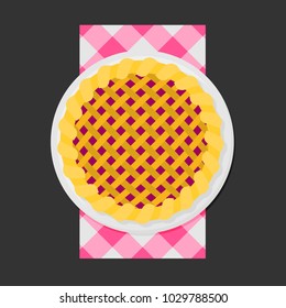 Flat vector. Warm apple pie.