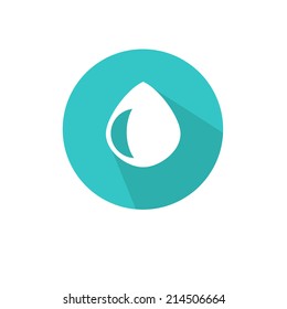 Flat vector water drop icon on white background