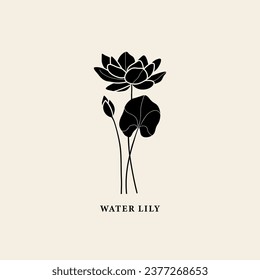 Flat vector water lily flower illustration