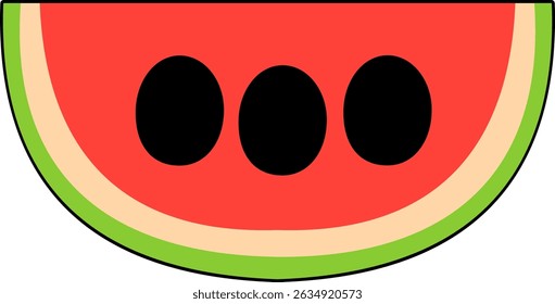 Flat vector of a watermelon slice with clean lines and bright color, great for designs or summer-themed concepts.