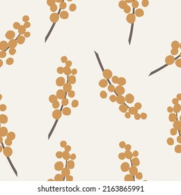 Flat vector wattle branch seamless pattern. Australian native flower svg