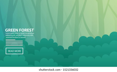 Flat vector web banners on the theme of Green Forest, Nature, Tree, Foliage, Summer, Sunlight, Tropical. Flat Vector Illustration. Flat Design Background. Web vector illustration. Vector Background.