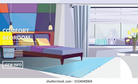Flat vector web banners on the theme of Interior House, furniture, Lifestyle, decoration, Master Bedroom. Flat Vector Illustration. Flat Design Background. Web vector illustration. Vector Background