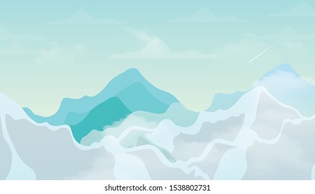 Flat vector web banners on the theme of Alpine Mountain. Flat Vector Illustration. Flat Design Background. Web vector illustration.