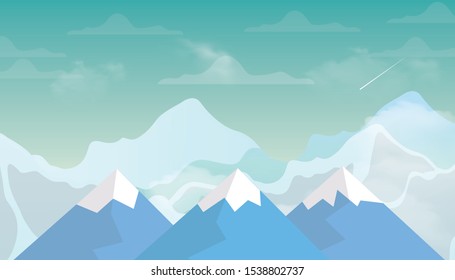 Flat vector web banners on the theme of Alpine Mountain. Flat Vector Illustration. Flat Design Background. Web vector illustration.