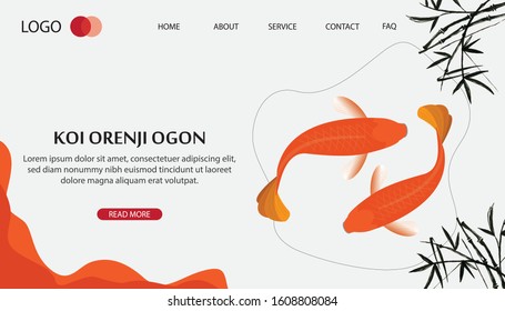 Flat vector web banners on the theme of Fish Koi. Flat Vector Illustration. Flat Design Background. Web vector illustration. Vector Background. Landing Page Illustration.