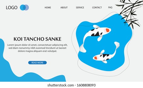Flat vector web banners on the theme of Fish Koi. Flat Vector Illustration. Flat Design Background. Web vector illustration. Vector Background. Landing Page Illustration.