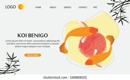 Flat vector web banners on the theme of Fish Koi. Flat Vector Illustration. Flat Design Background. Web vector illustration. Vector Background. Landing Page Illustration.