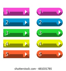 Flat vector web buttons, infographics with numbers on a black background .