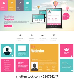 Flat vector website template with mobile gadgets displaying backend as a service 