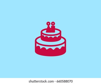Flat vector wedding cake celebration