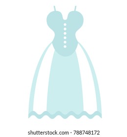 Flat vector wedding dress icon cartoon illustration. Objects isolated on white background.