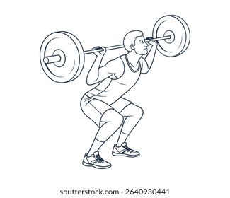 Flat Vector of Weightlifter Lifting Barbell | Minimal Fitness Illustration | Gym Workout Icon Design

