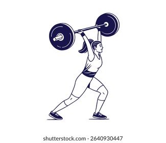 Flat Vector of Weightlifter Lifting Barbell | Minimal Fitness Illustration | Gym Workout Icon Design

