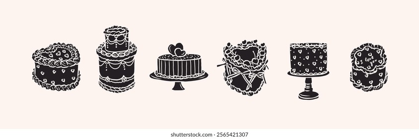 Flat vector whimsical cakes collection