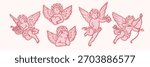 Flat vector whimsical cupids collection