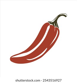 Flat Vector Whole Fresh Hot Chili Pepper Design Template Closeup Isolated. Spicy Chili Hot or Bell Pepper, Front View. Vector Illustration